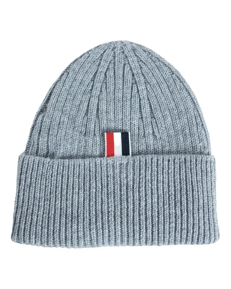 Thom Browne bar ribbed beanie Grey