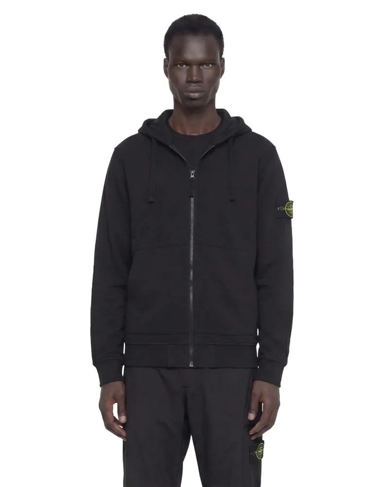Stone Island 6100032 Zip-Up Hoodie Black