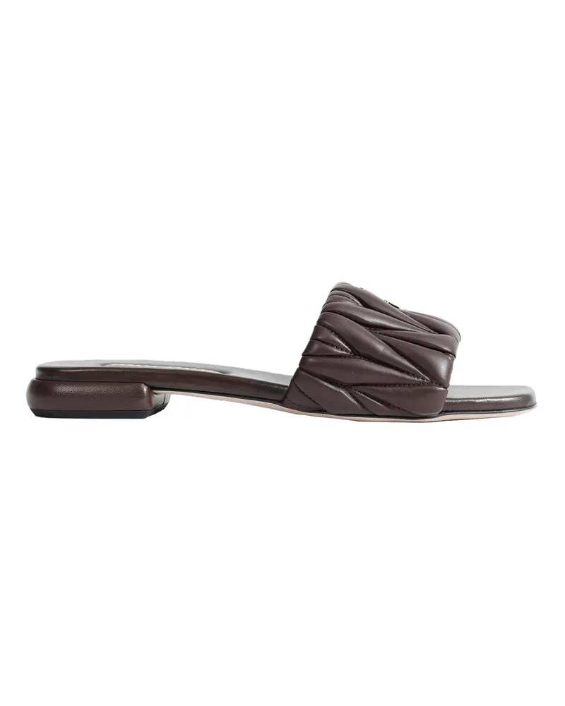 Miu Miu Matelassé Nappa Leather Slides Brown