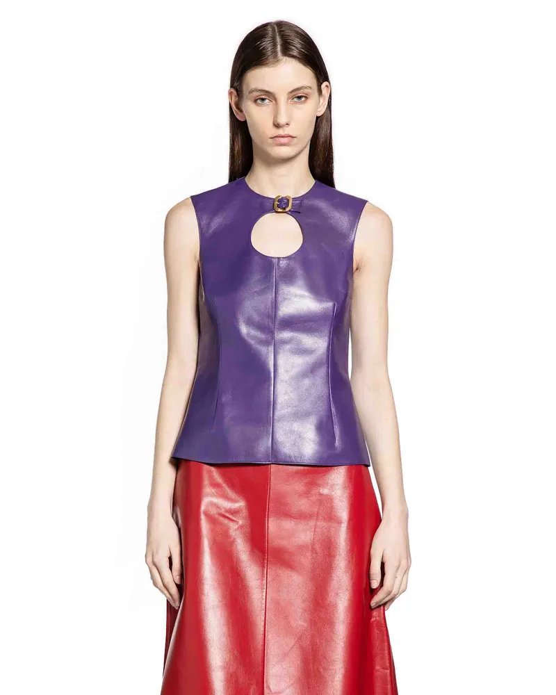 Miu Miu Nappa leather top with buckle Purple