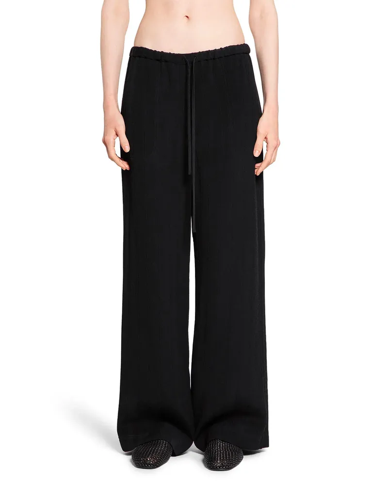 Totême Pantaloni a righe intrecciate con coulisse Black