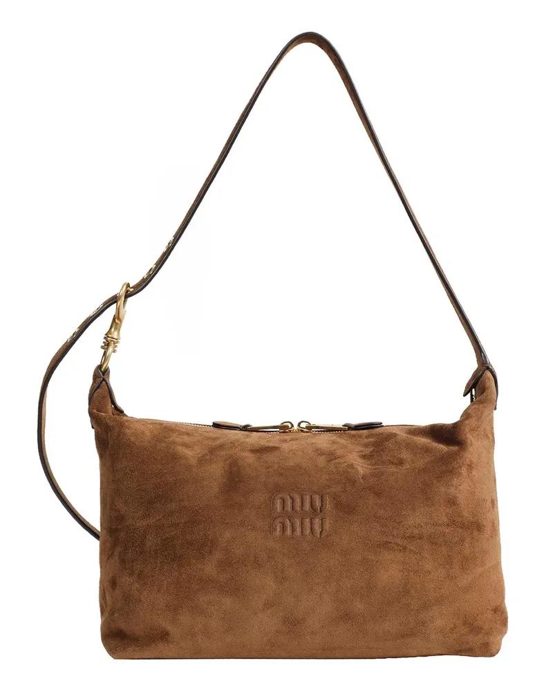 Miu Miu Spirit Suede Bag Brown