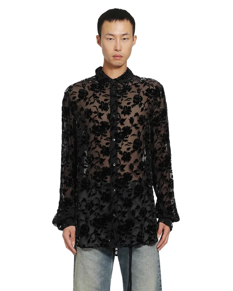 Ann Demeulemeester Andre Roses Dévoré Shirt Black