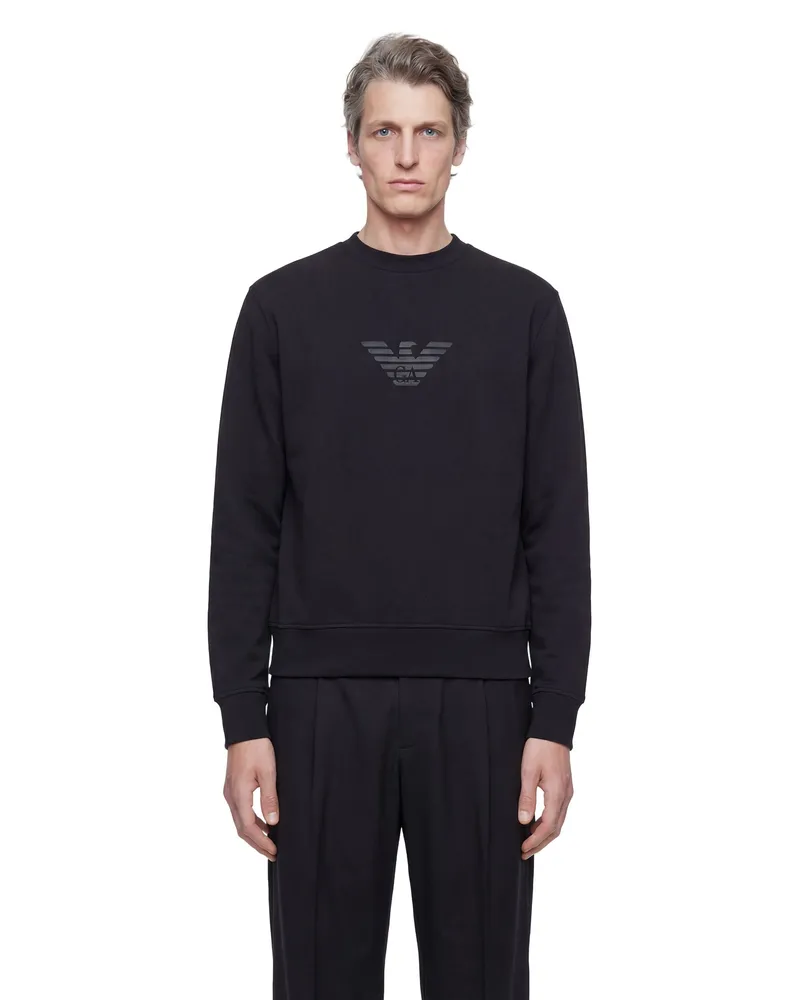 Emporio Armani Double-Jersey Logo Sweatshirt Blue