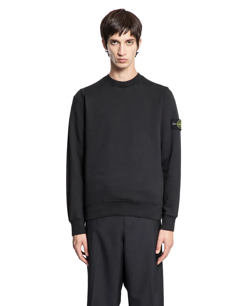 Stone Island 6100060 Organic Cotton Fleece Sweatshirt Black