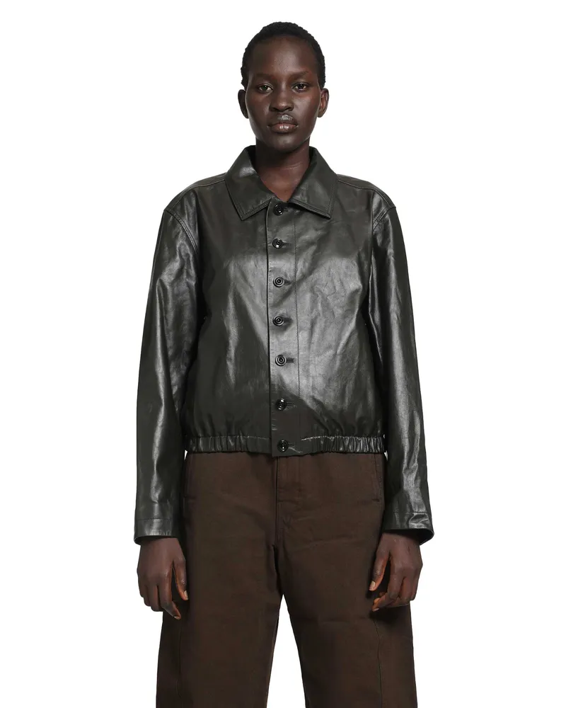 Christophe Lemaire Soft Leather Blouson Jacket Brown