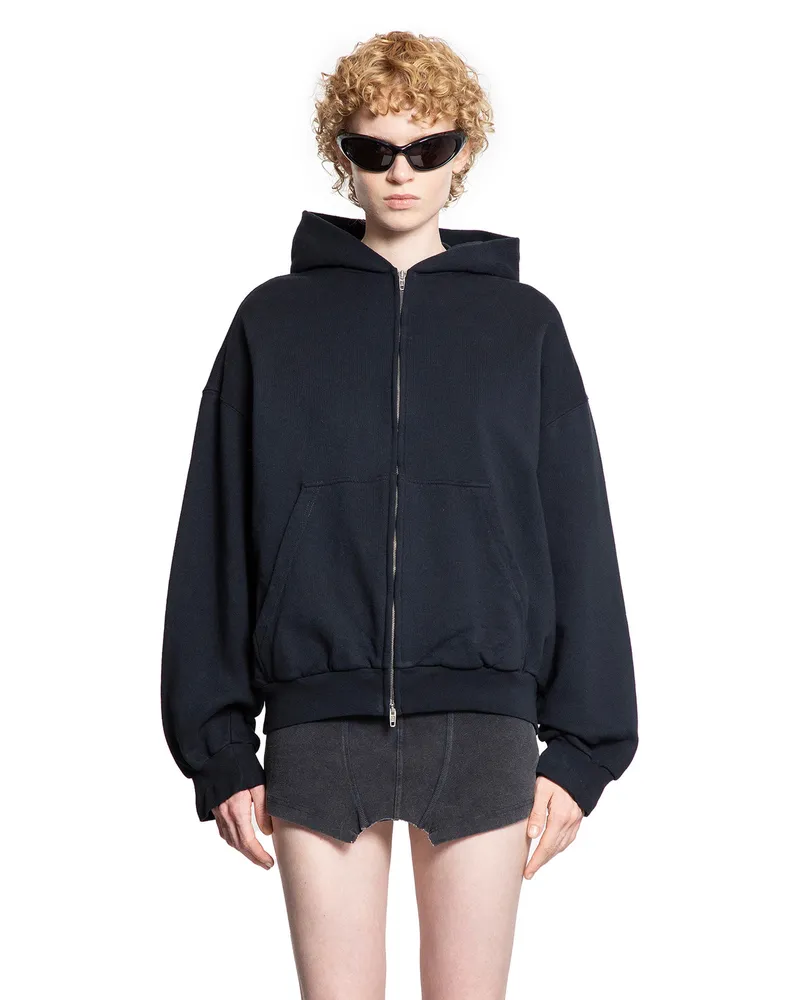 Balenciaga Flipped Uni Zip-Up Hoodie Regular Fit Black