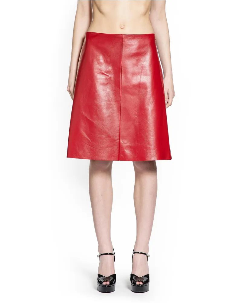 Miu Miu Nappa Leather Skirt Red