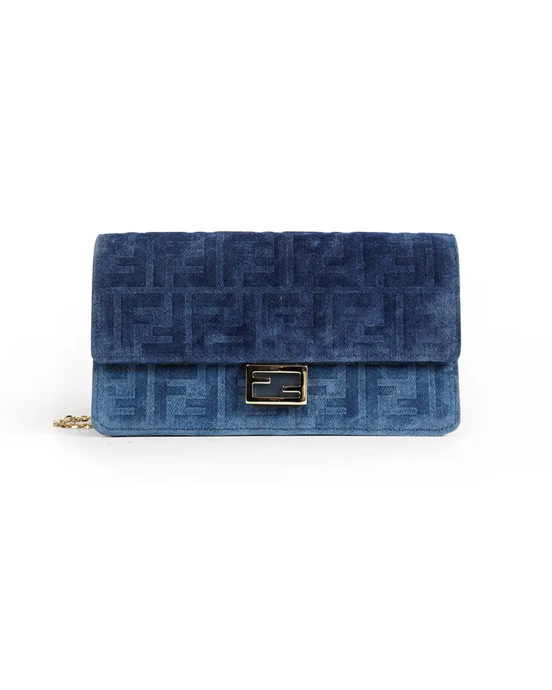 Fendi Baguette Wallet On Chain Blue