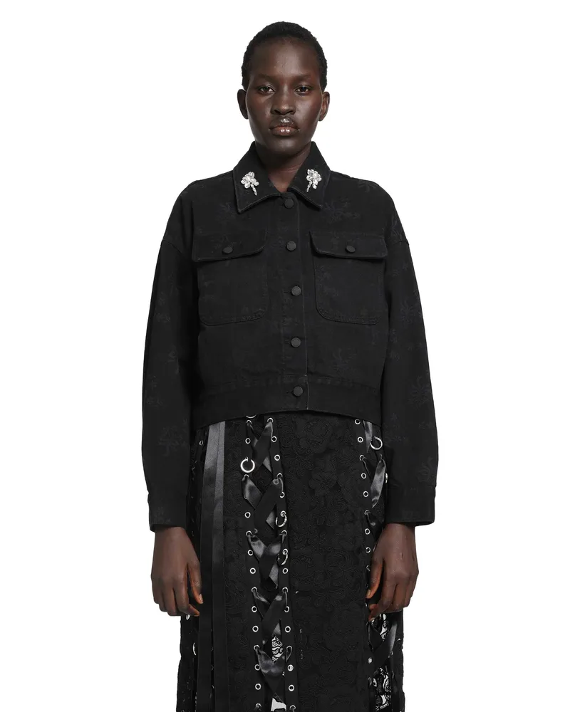 Simone Rocha Cropped Utility Workwear Jacket Black