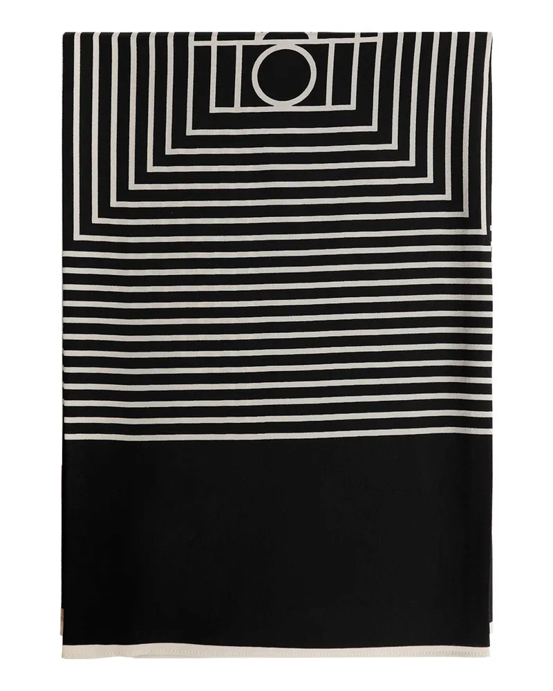 Totême Centered Monogram Silk Scarf Black&white
