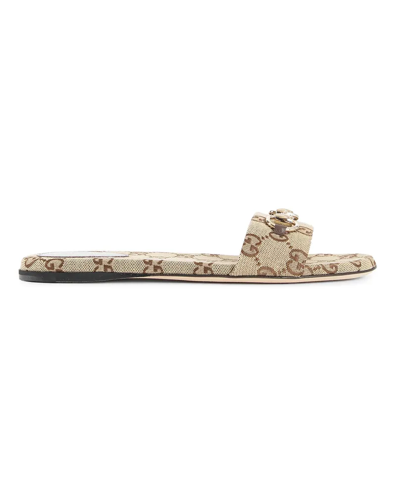 Gucci Ciabatte Horsebit GG Canvas Beige