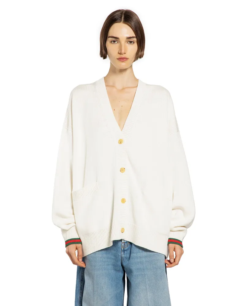 Gucci Wool Cashmere V-Neck Cardigan Green