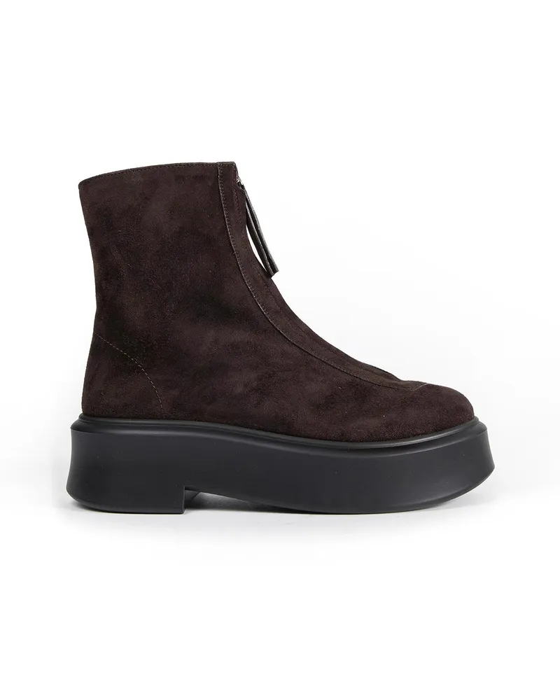 The Row Zipped Boot in Suede Brown