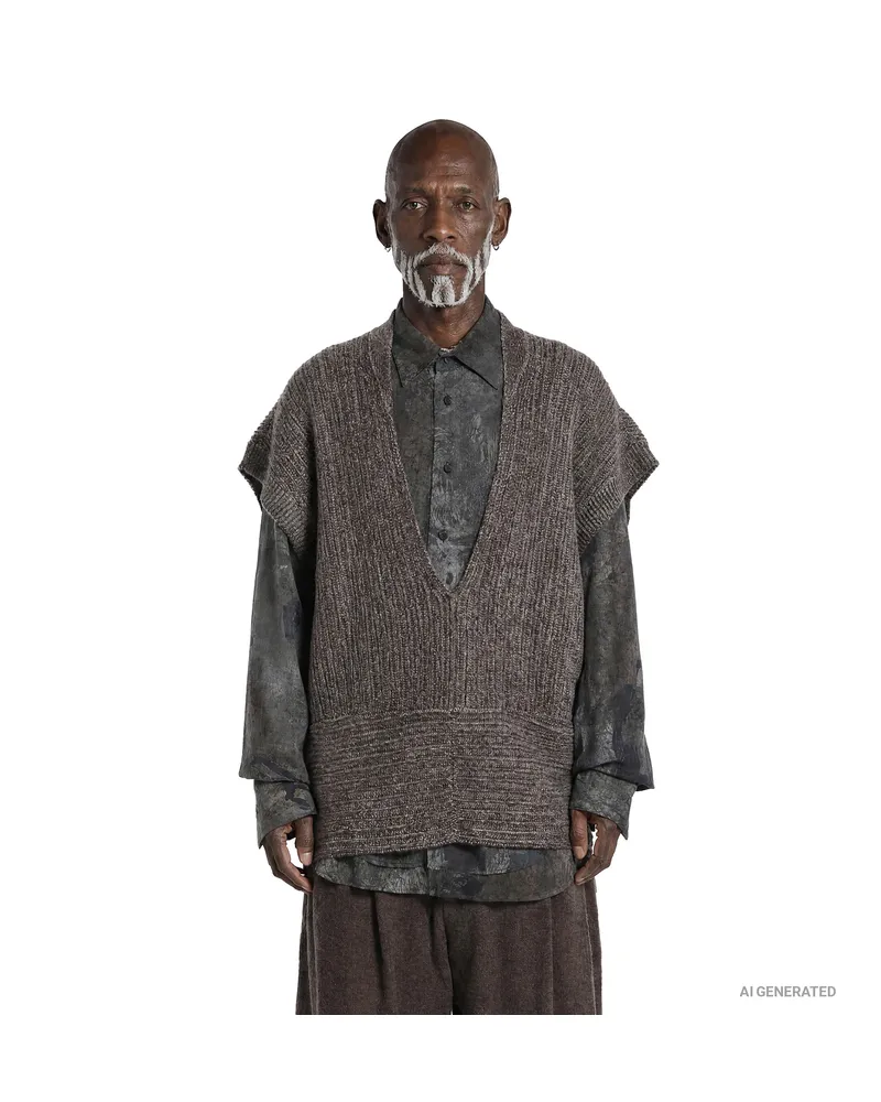 Ziggy Chen Oversized Sleeveless Sweater Brown