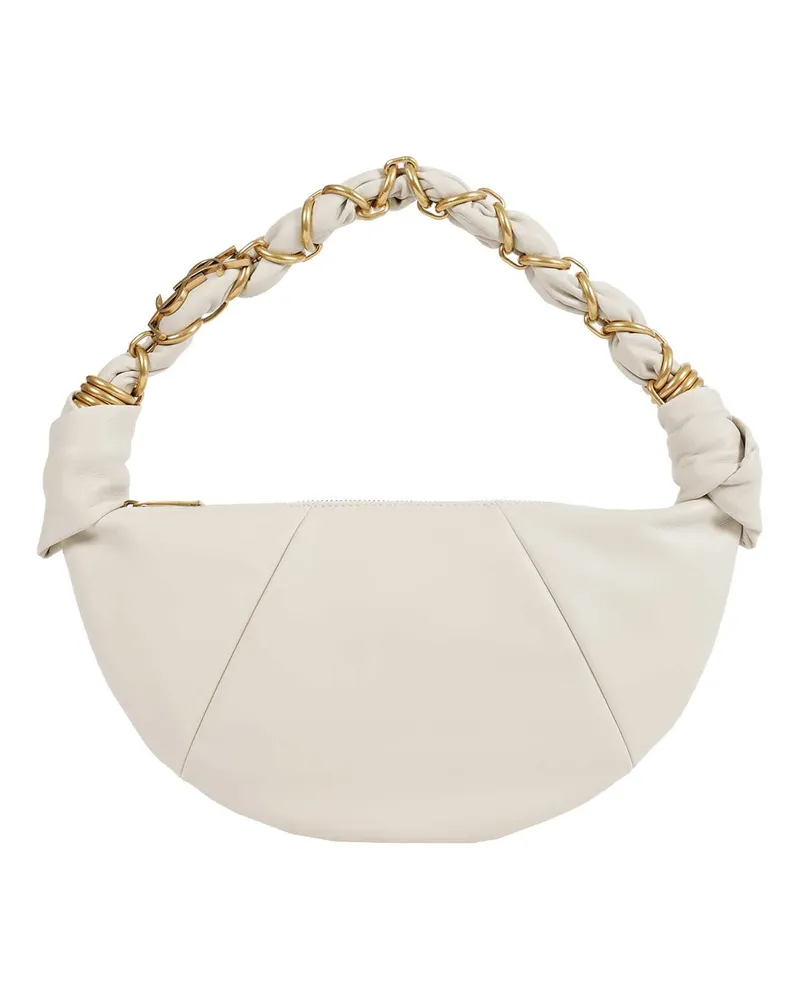 Saint Laurent Amalia Leather Hobo Bag Off-white