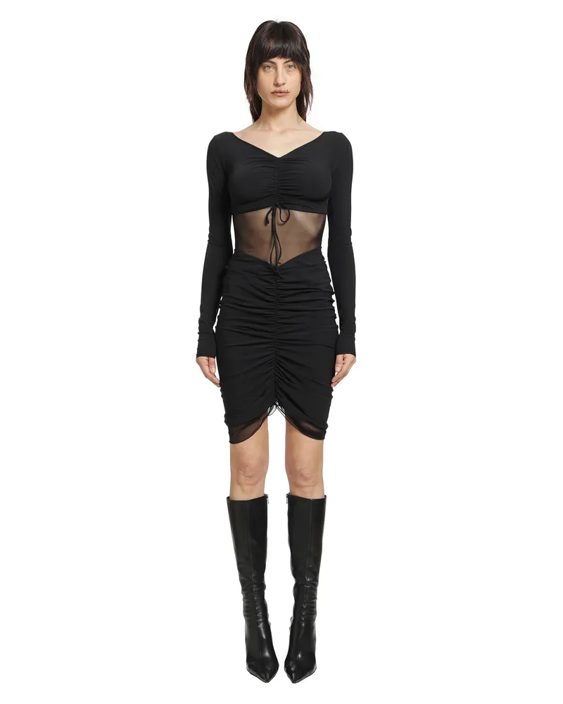 Nensi Dojaka Ruched Ballet Mini Dress Black