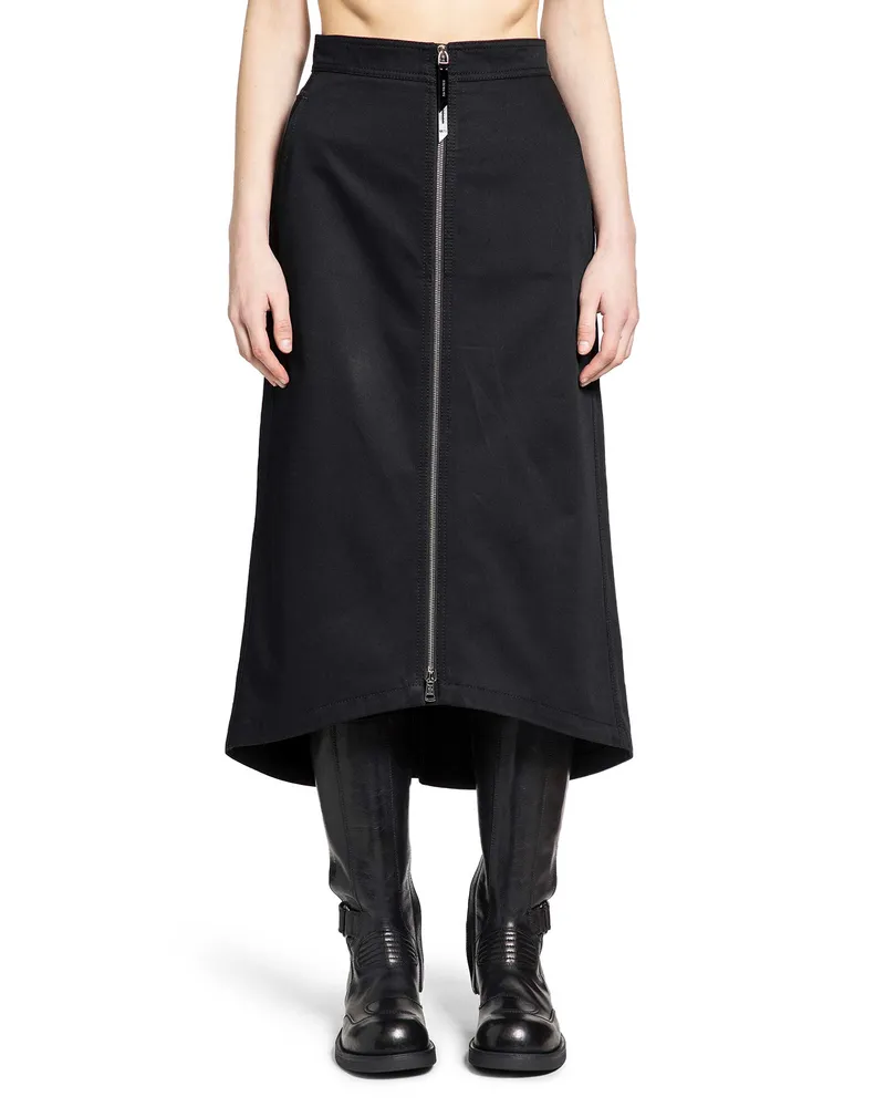 Moncler EE72 Cotton Gabardine Midi Skirt Black