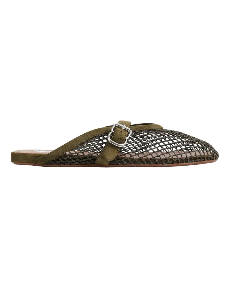 Alaïa Finishnet Flat Mules Green
