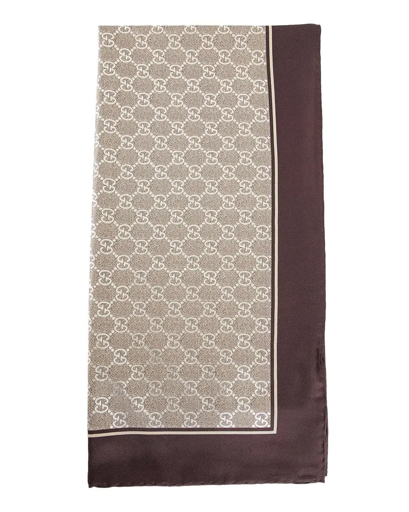 Gucci GG Silk Scarf Beige