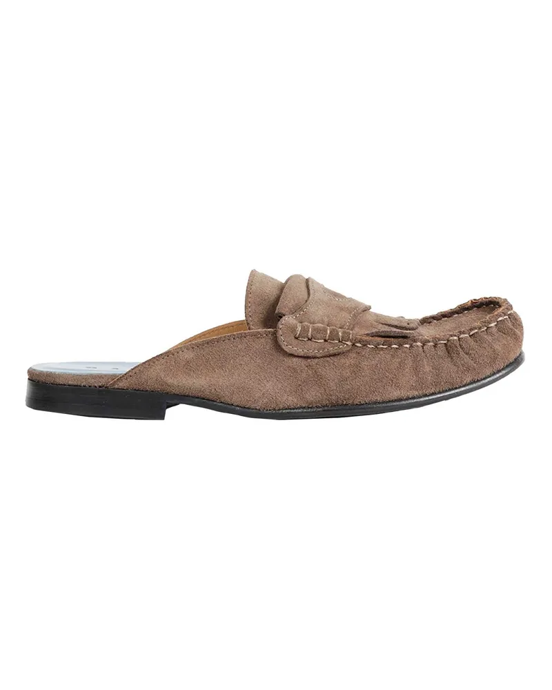 Marni Suede Sabot With Fringe Brown