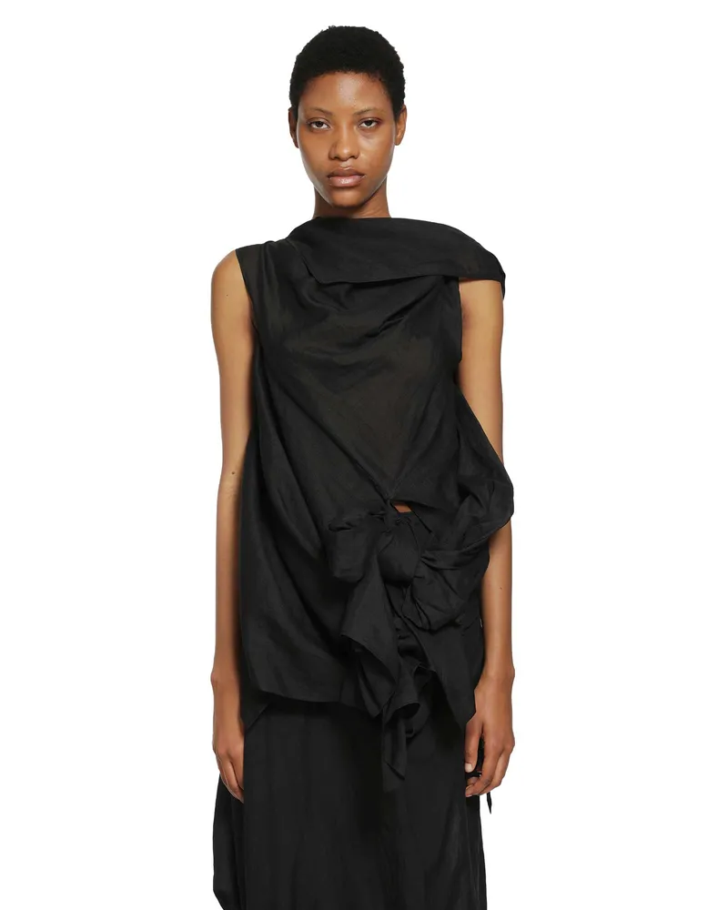 Yohji Yamamoto Twisted Detail Blouse Black