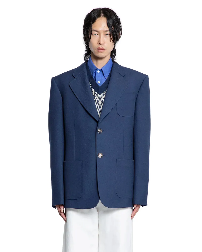 Valentino Garavani Blazer in Gabardine di Lana Blue