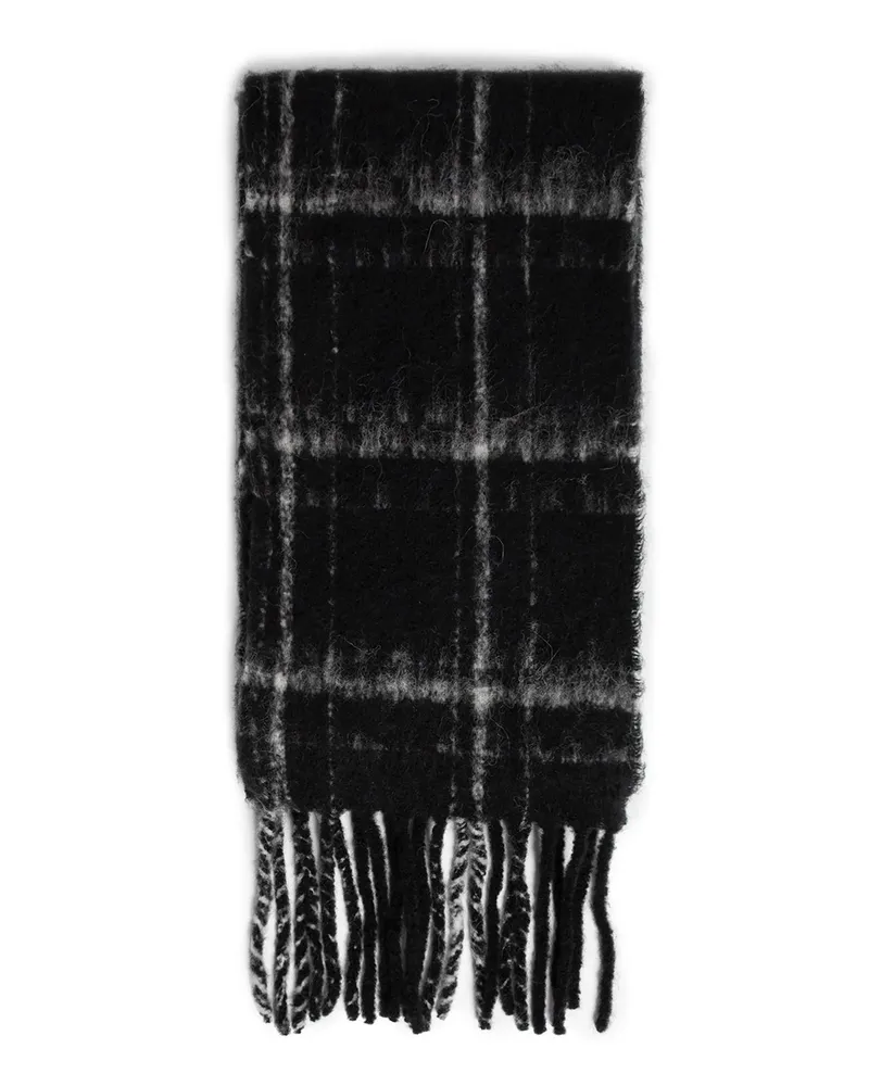 Our Legacy Fuzzy Alpaca Check Estate Scarf Black&white