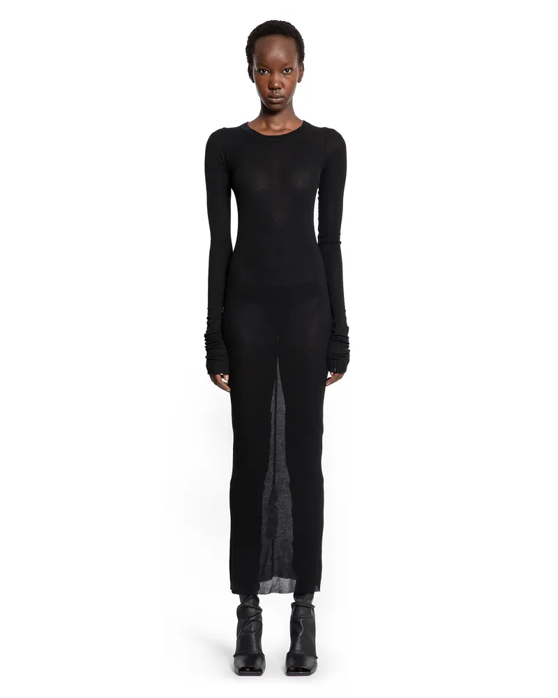 Rick Owens Concordians Rib Long Sleeve Dress Black