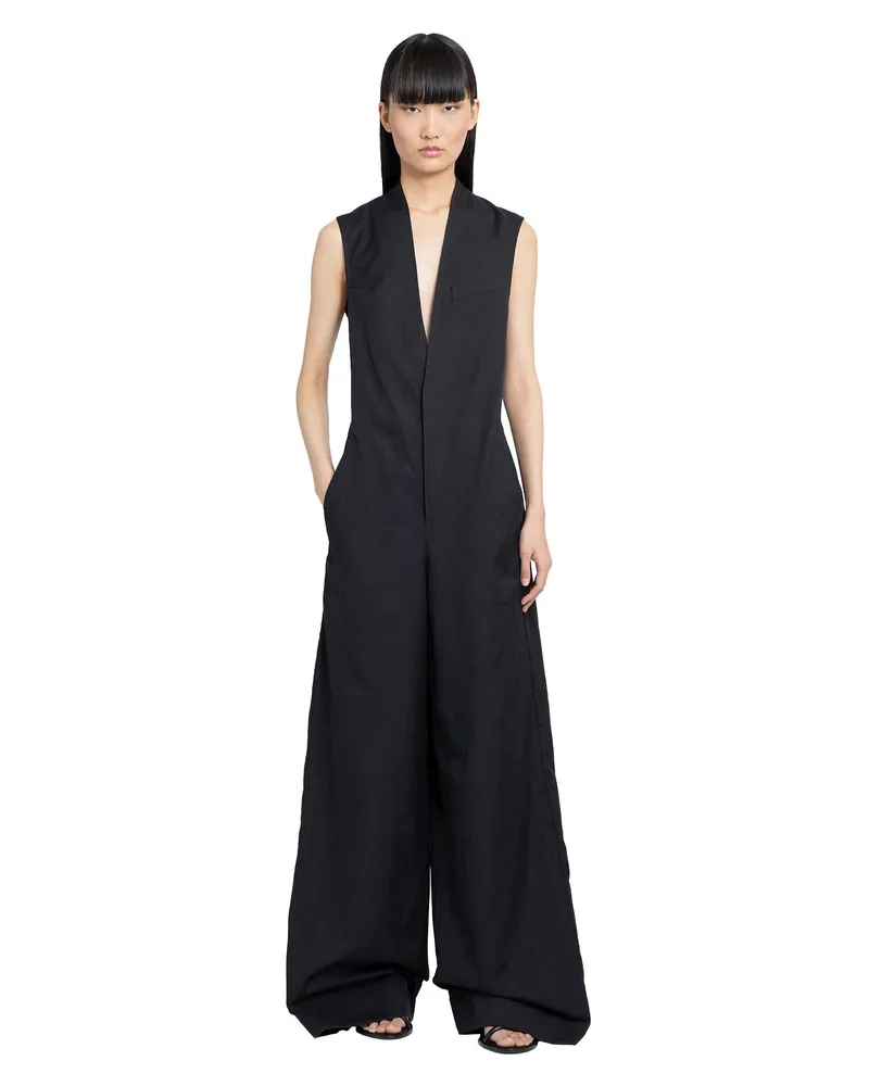 Ann Demeulemeester Valerie Jumpsuit in Light Cotton Canvas Black