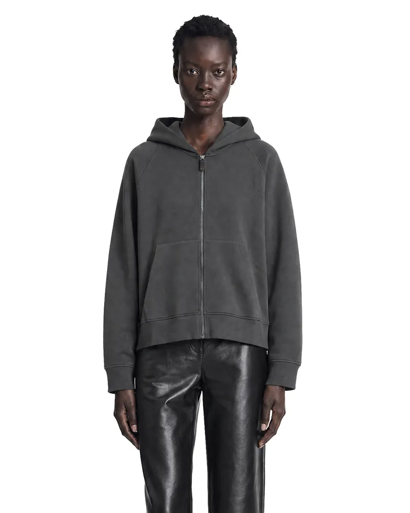 Max Mara Technical Cotton Zip-Up Hoodie Grey