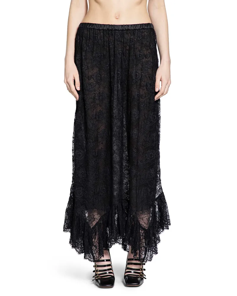Chloé Ruffled Midi Skirt in Floral Lace Jacquard Black