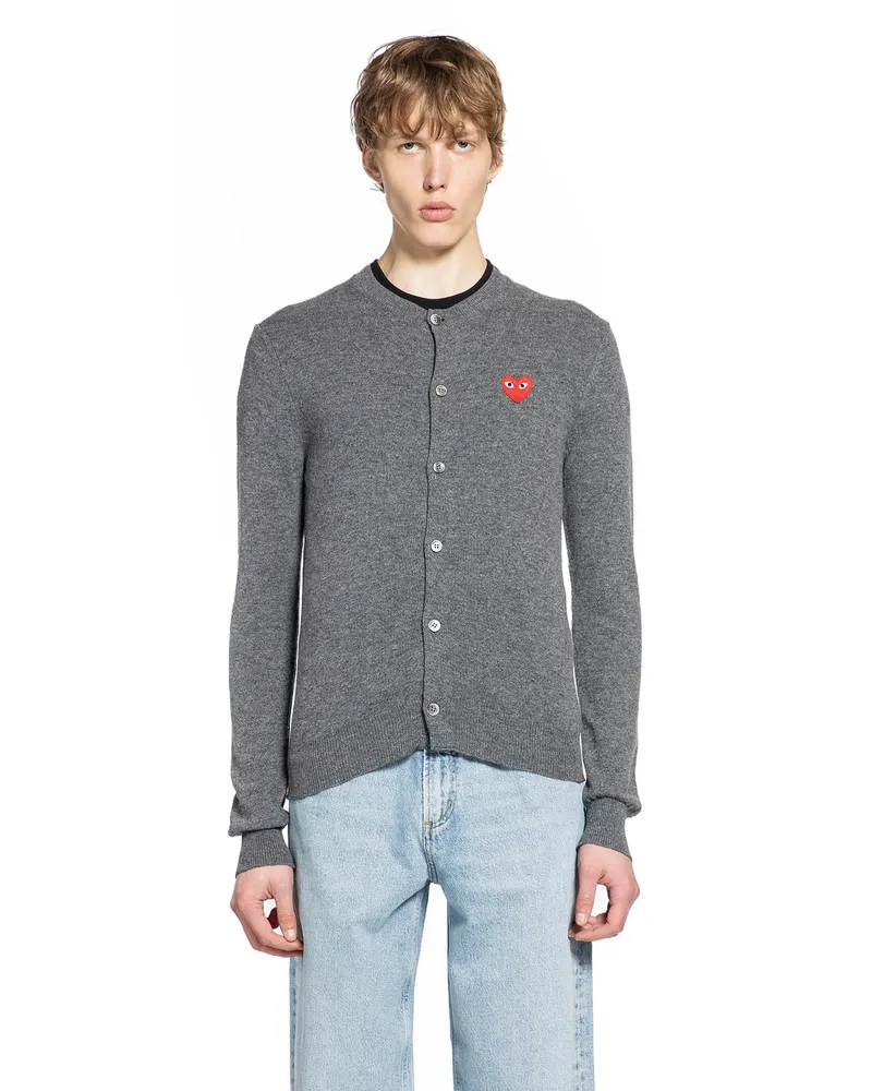 Comme des Garçons Heart Cardigan in Wool Grey