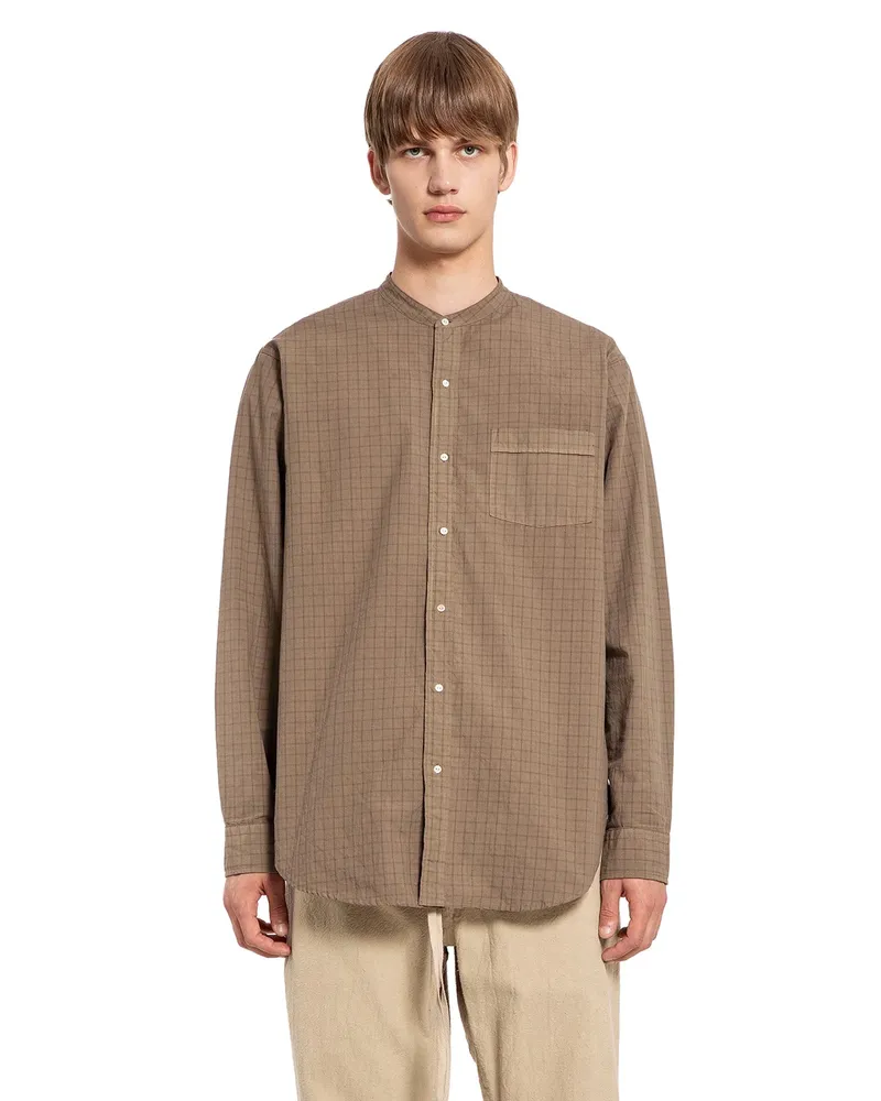 Taiga Takahashi Lot . 104 Band Collar Shirt Brown