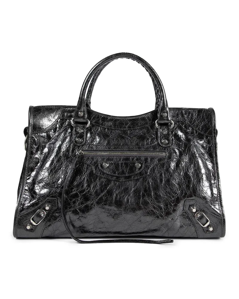 Balenciaga Le City Bag Medium in Metallised Arena Lambskin Grey