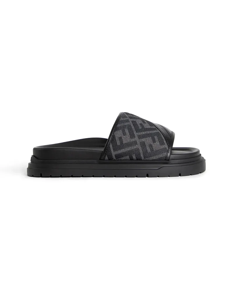 Fendi Diagonal Slides Black