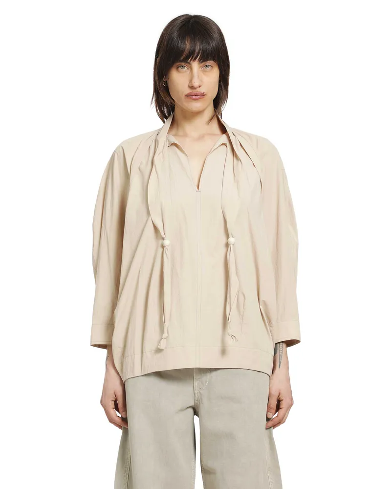 Christophe Lemaire Cotton Blouse whit Scarf Beige