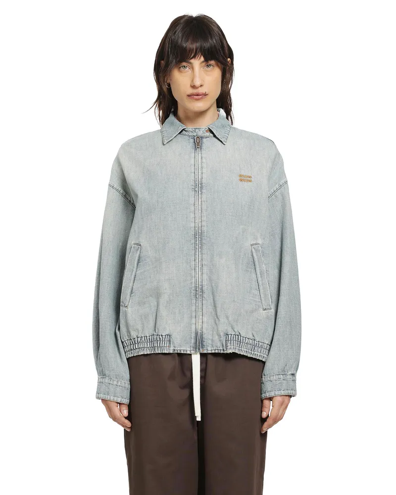 Miu Miu Chambray Blouson Jacket Blue