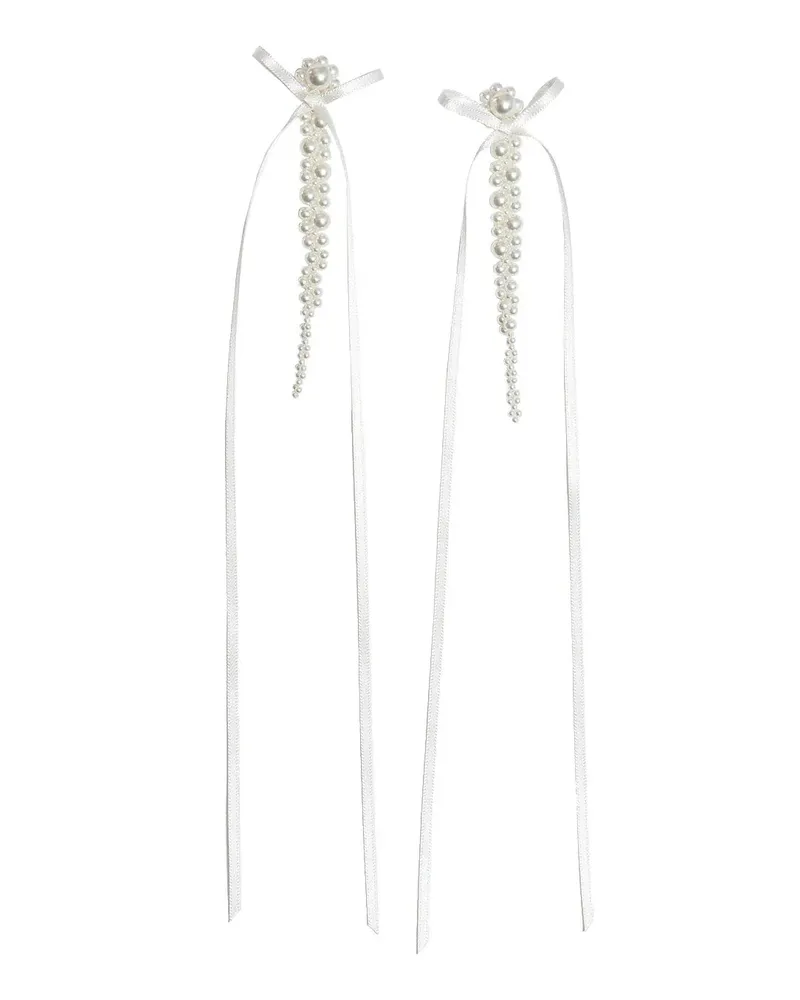 Simone Rocha Orecchini a Goccia con Fiocco Sottile White
