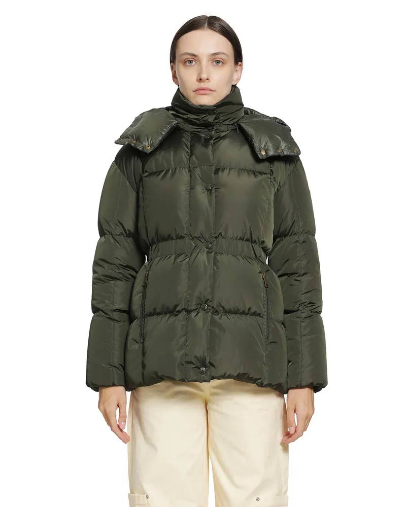 Moncler Agneux Hooded Short Down Jacket Green