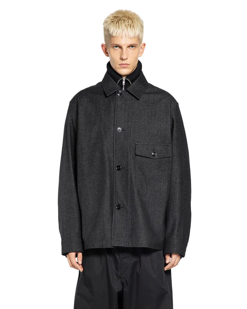 Christophe Lemaire Wool Cotton Overshirt Jacket Grey