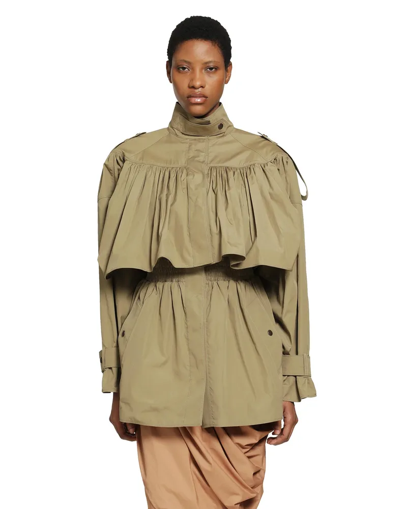 Chloé Short Trench Coat in Cotton Poplin Green