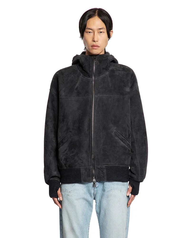 Giorgio Brato Velour Sheepskin Hooded Jacket Black