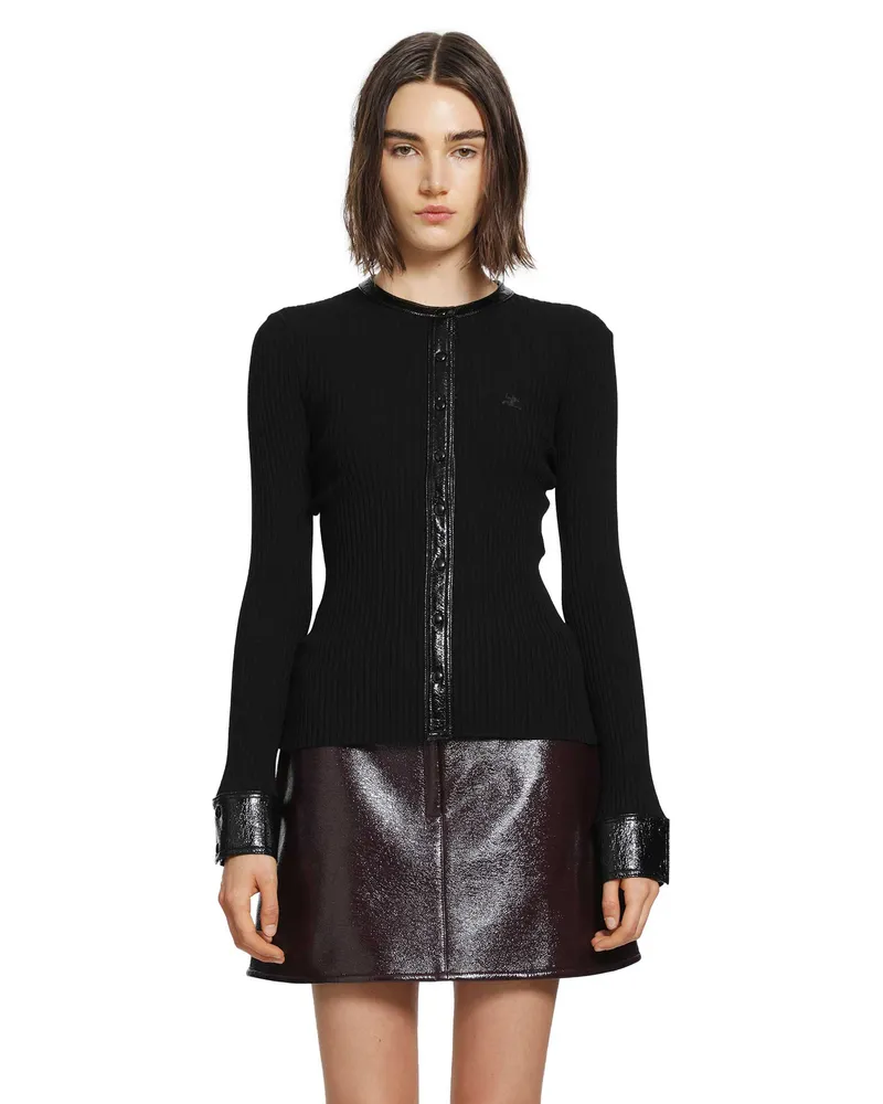 Courrèges Vinyl and Knit Cardigan Black