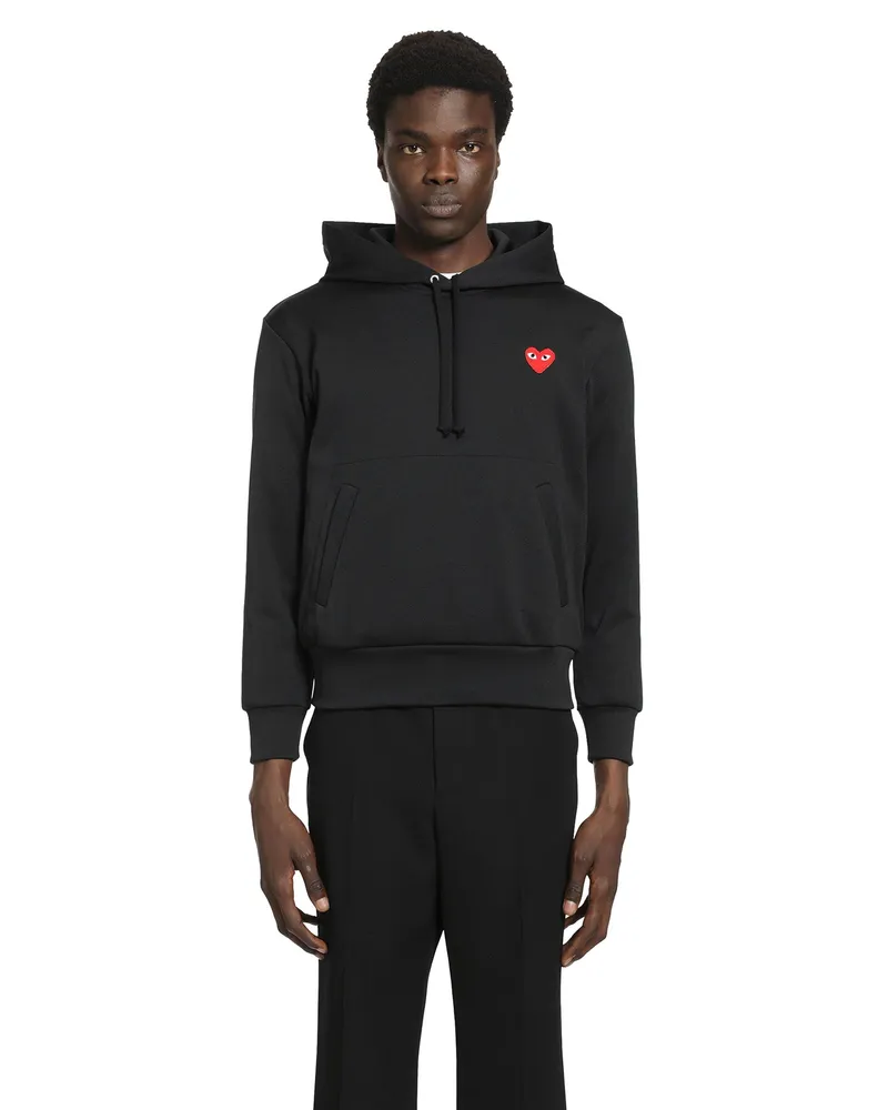 Comme des Garçons Heart Cotton Jersey Hoodie Black