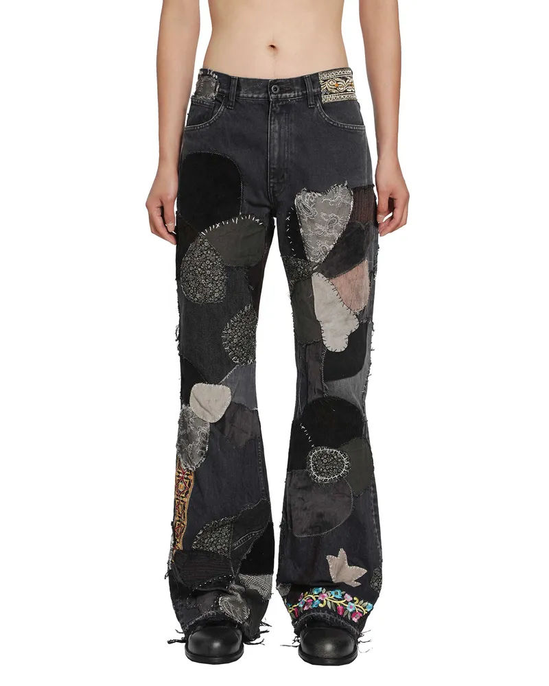 KAPITAL 14oz x Denim 5P RAT Flare Pants Black