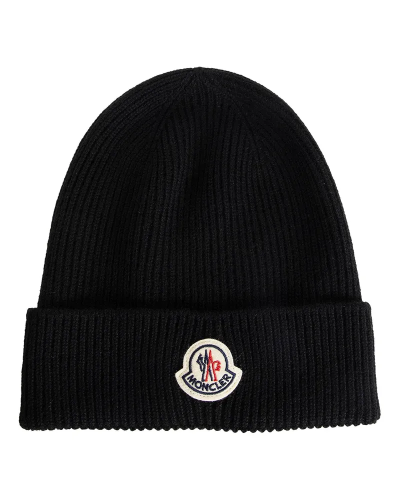 Moncler Logo Beanie Black