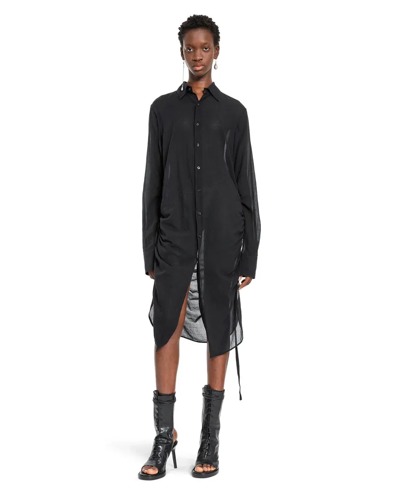 Ann Demeulemeester Sandrina High-Comfort Shirt in Cotton Chiffon Black