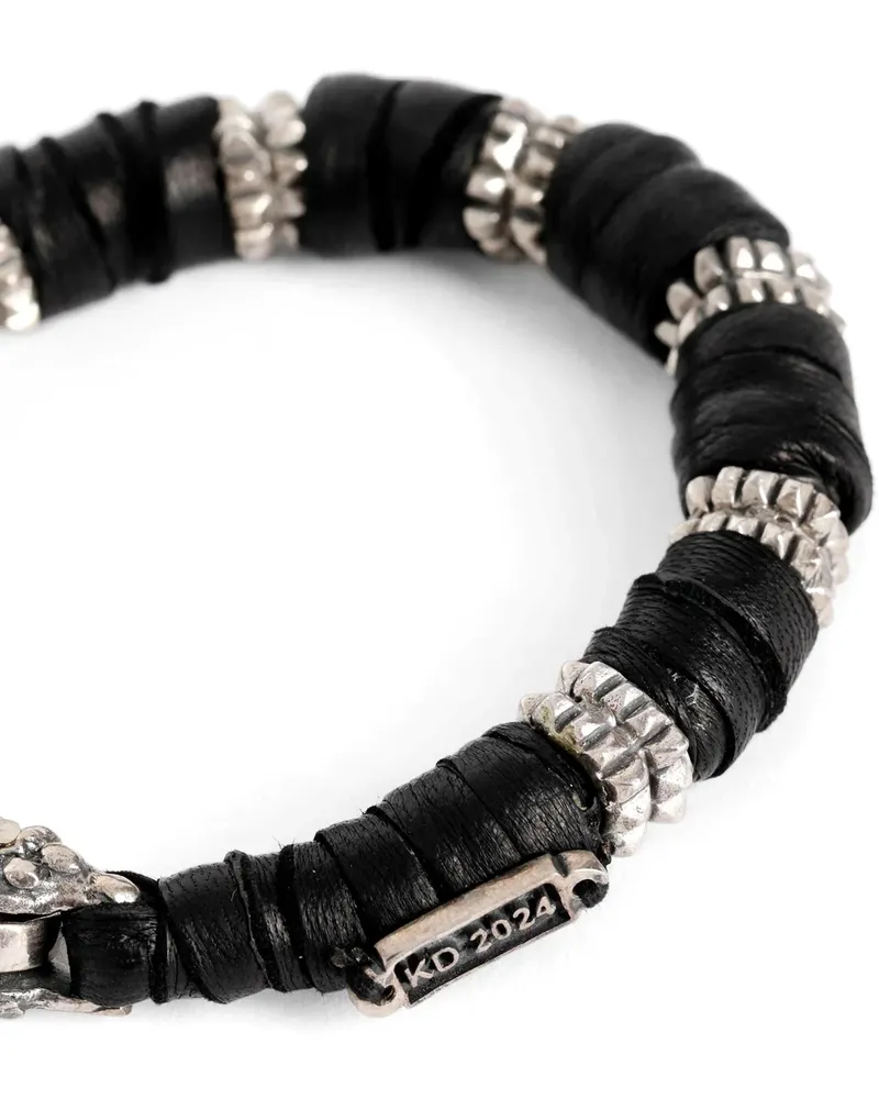 KD2024 Leather And Silver Bracelet Black