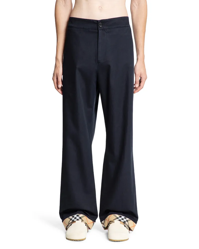 Burberry Gabardine Trousers Blue